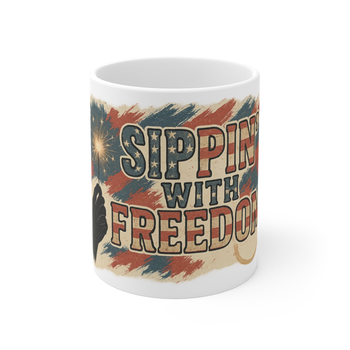 Sippin’ With Freedom – Funny Patriotic 4th of July Coffee Mug for Men & Women