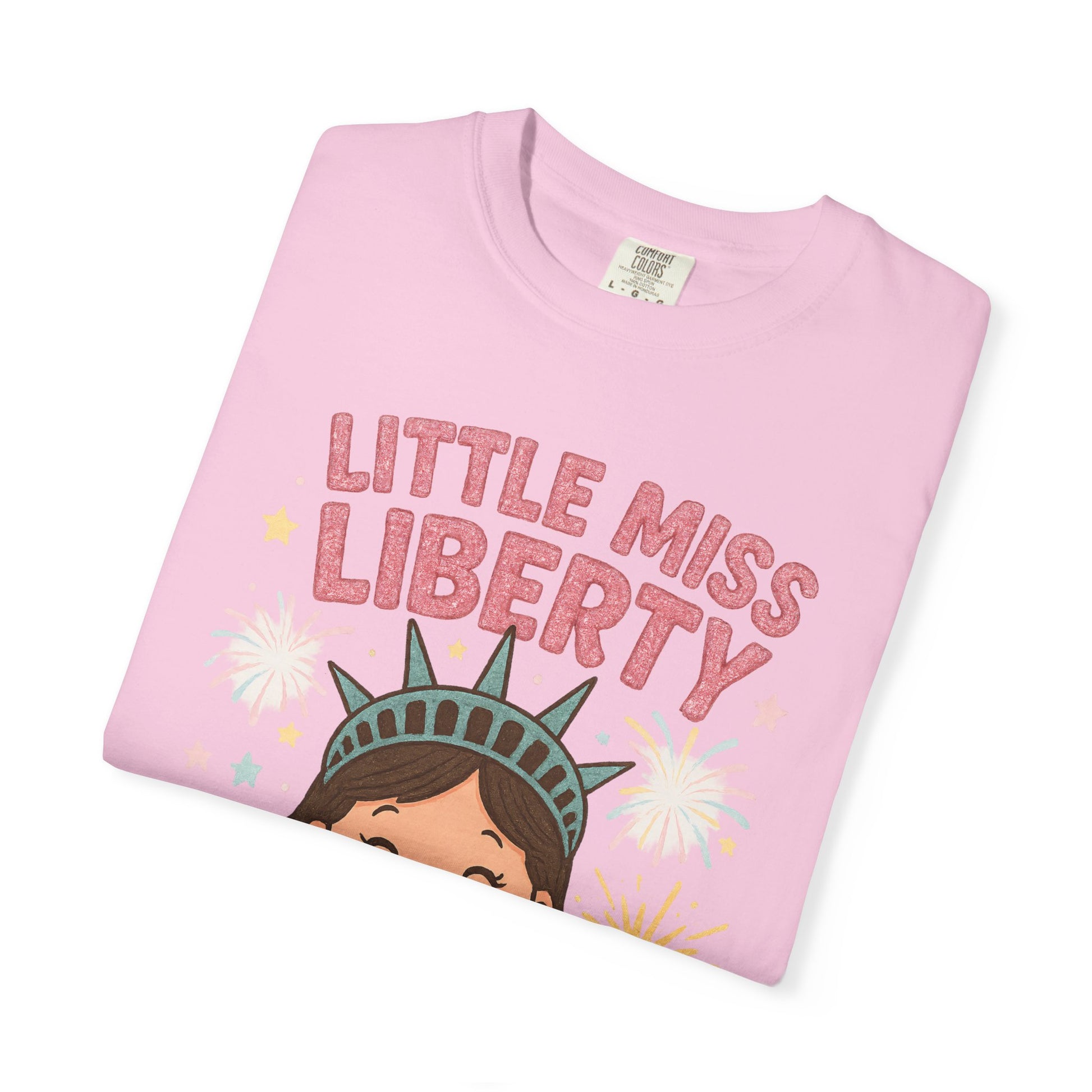 Little Miss Liberty T-Shirt | Kids 4th of July Shirt | Patriotic Baby Girl Tee | Independence Day Outfit | Cute Statue of Liberty Design - The Shara Prints