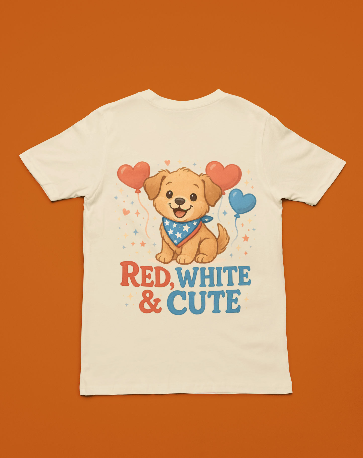Red White & Cute | Patriotic Puppy 4th of July T-Shirt | Adorable USA Dog Tee