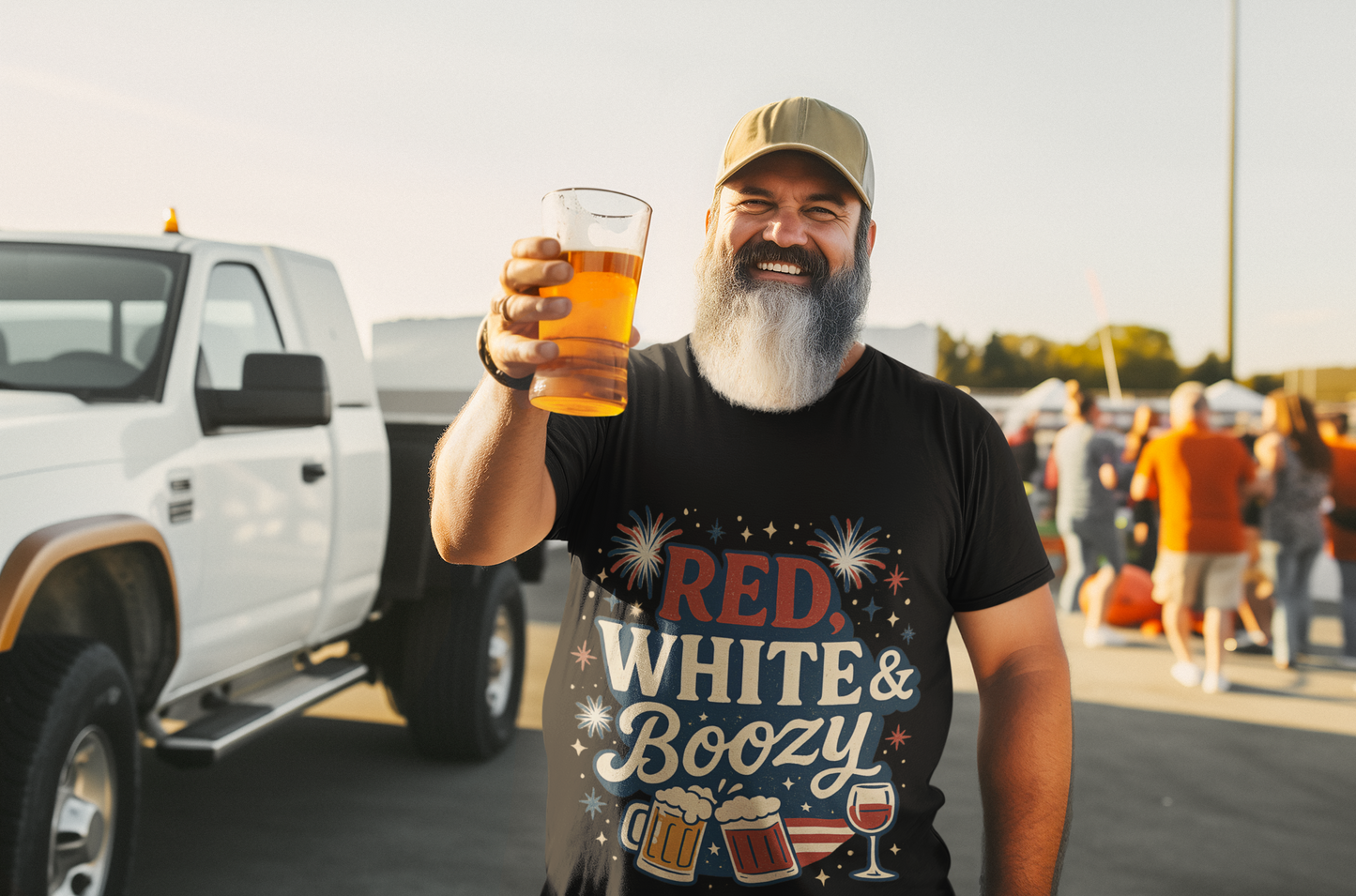 Red White & Boozy 4th of July T-Shirt | Funny Patriotic Party Shirt | USA Drinking Tee for Women & Men | Independence Day Beer Wine T-shirt