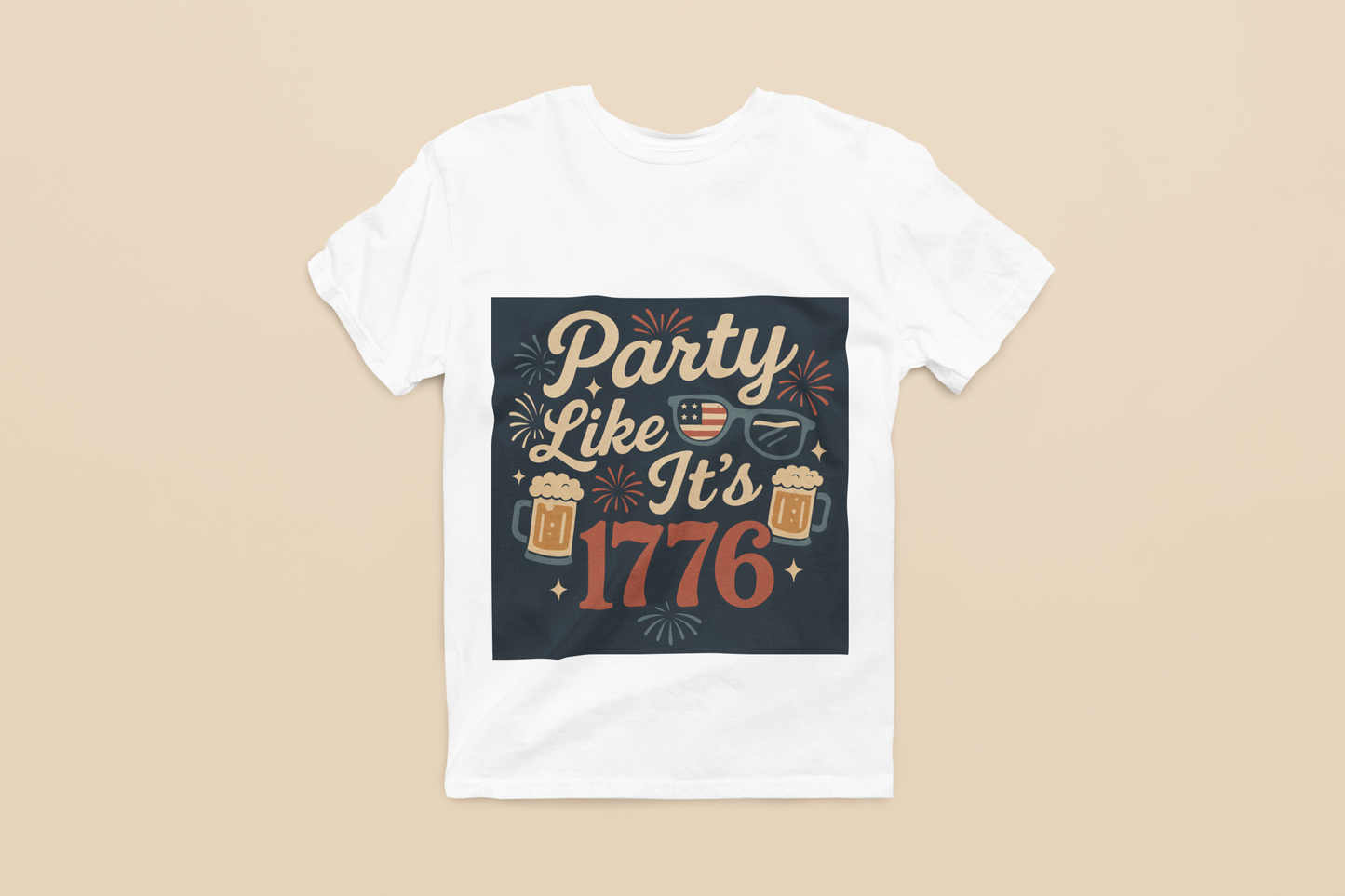 Party Like It’s 1776 T-Shirt | Funny 4th of July Party Shirt | Patriotic Beer Lover Tee | Retro Independence Day T-Shirt for Men & Women