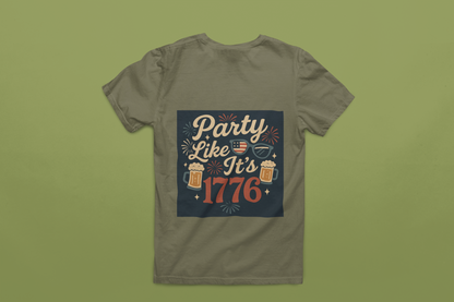 Party Like It’s 1776 T-Shirt | Funny 4th of July Party Shirt | Patriotic Beer Lover Tee | Retro Independence Day T-Shirt for Men & Women