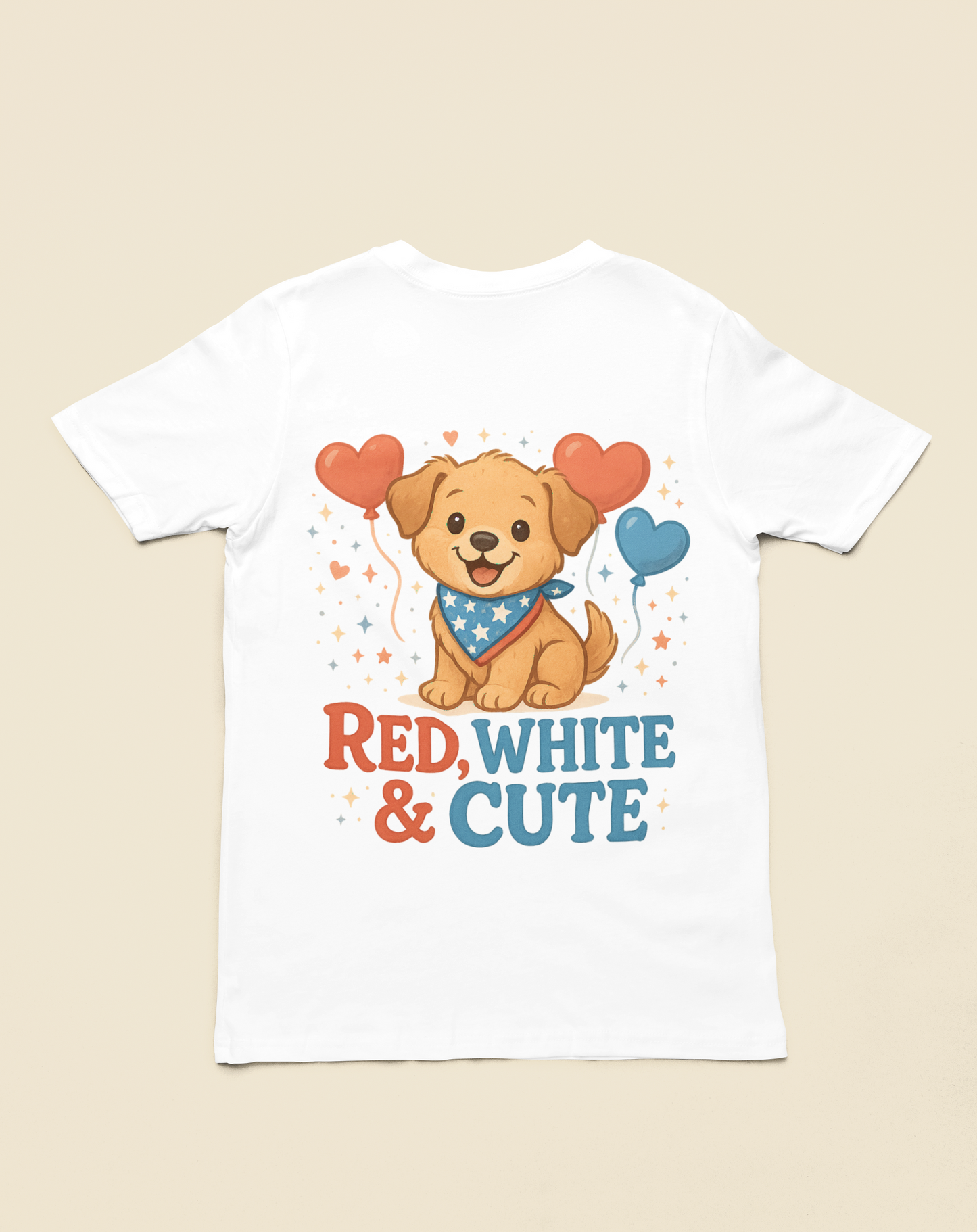 Red White & Cute | Patriotic Puppy 4th of July T-Shirt | Adorable USA Dog Tee