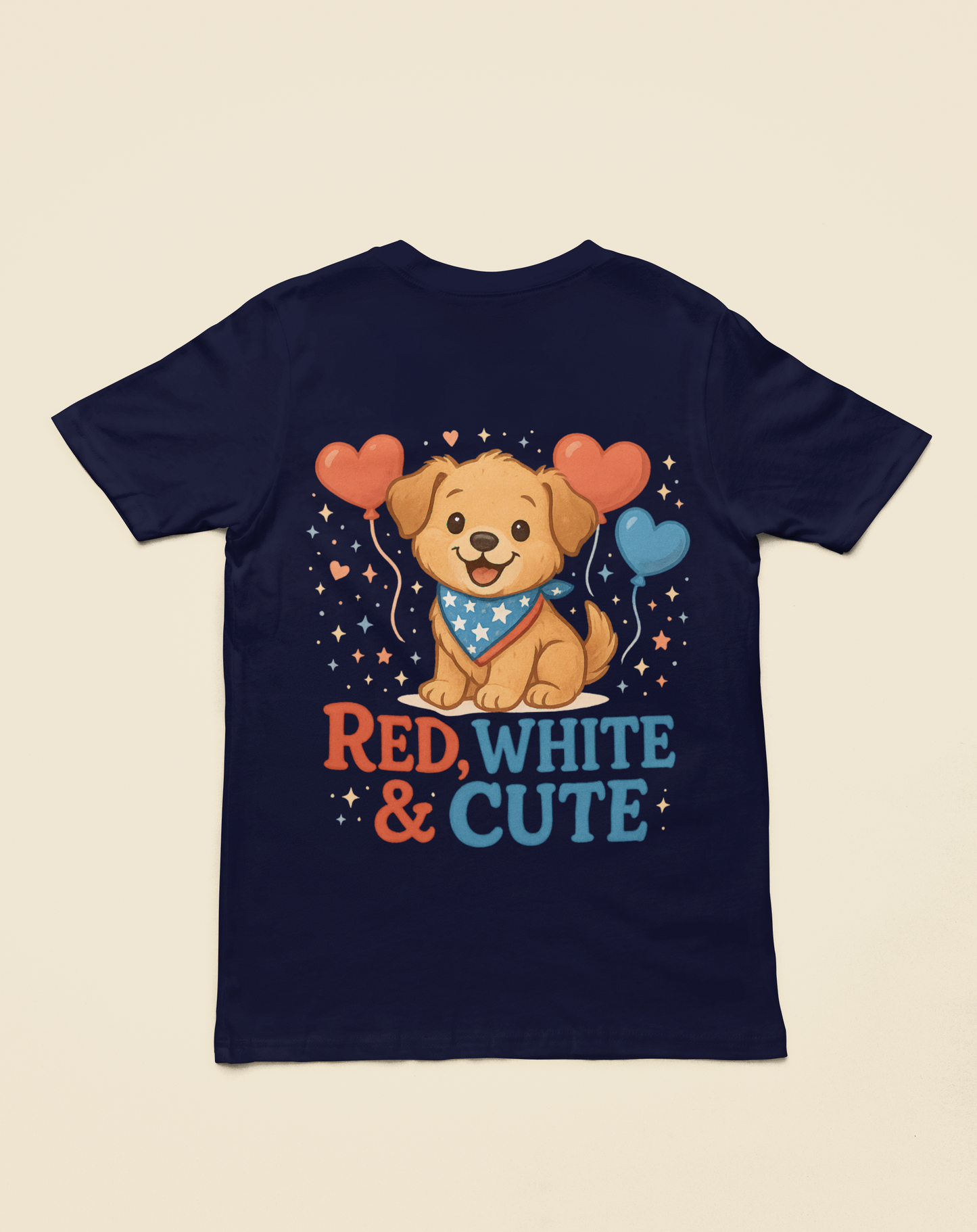 Red White & Cute | Patriotic Puppy 4th of July T-Shirt | Adorable USA Dog Tee
