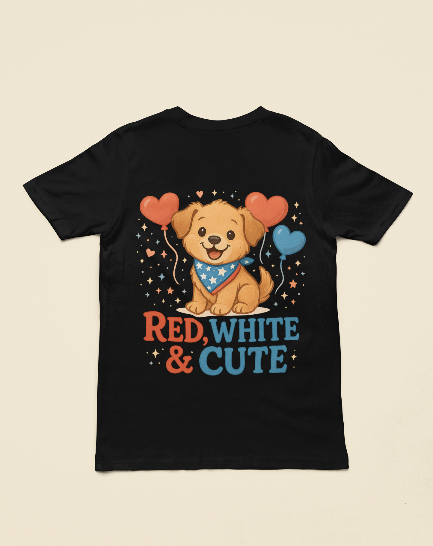 Red White & Cute | Patriotic Puppy 4th of July T-Shirt | Adorable USA Dog Tee