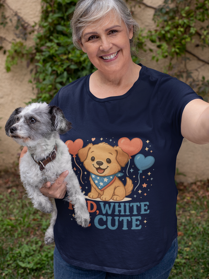 Red White & Cute | Patriotic Puppy 4th of July T-Shirt | Adorable USA Dog Tee