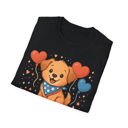 Red White & Cute | Patriotic Puppy 4th of July T-Shirt | Adorable USA Dog Tee